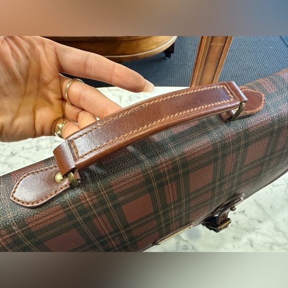 Vintage Polo Ralph Lauren Coated Canvas Burgundy Black Brown Bag Satchel Travel - Picture 5 of 14